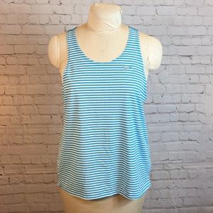 Nike Dri-Fit Blue White Stripe Racer Back Tee Shirt Top Medium